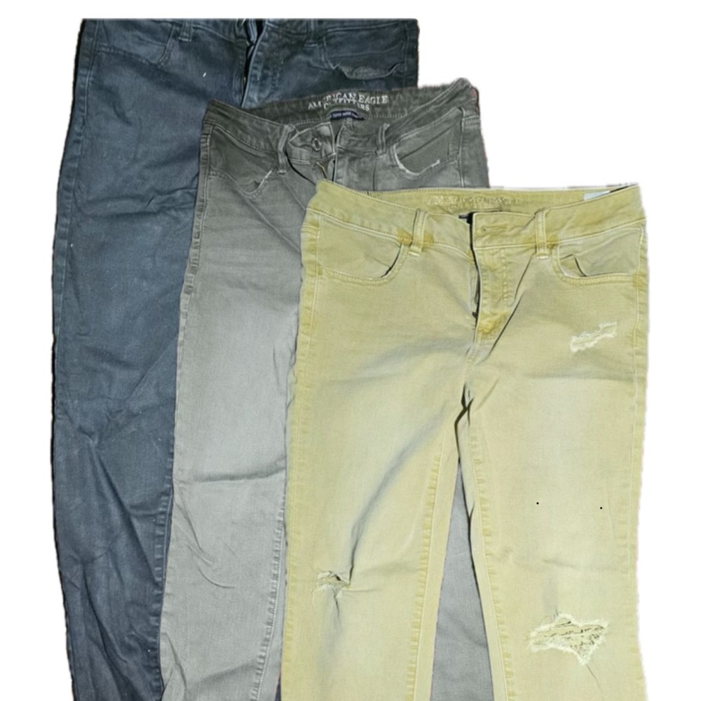 Lot Of 3 American Eagle Womens Jeans Size 10 Skinny Jeggings Mixed Colors